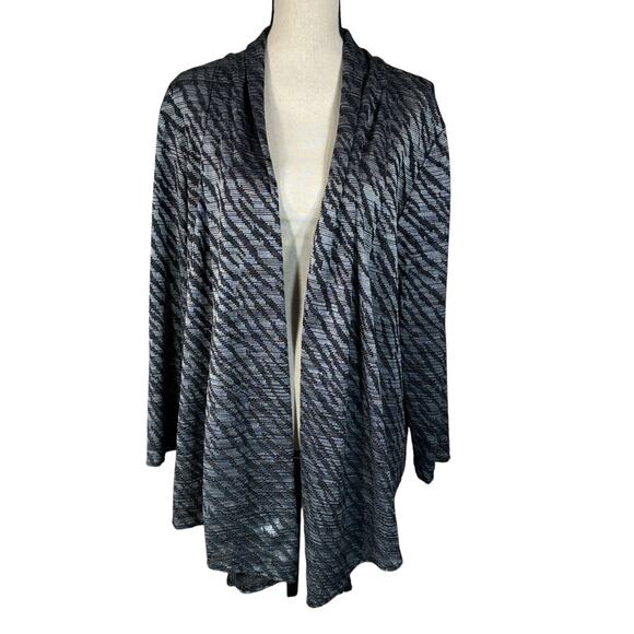 Chico’s SZ 3 (X-Large) Malley Open-Front Jacket Draped Long Sleeve Stretch Multi - Picture 1 of 7